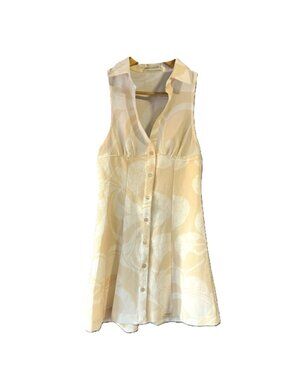 Urban Outfitters Beige White Swirl A-Line Dress Stretchy Lined Small